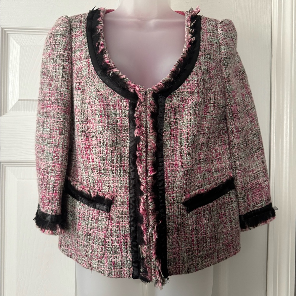 INC Tweed 3/4 Sleeve Cropped Jacket - EUC